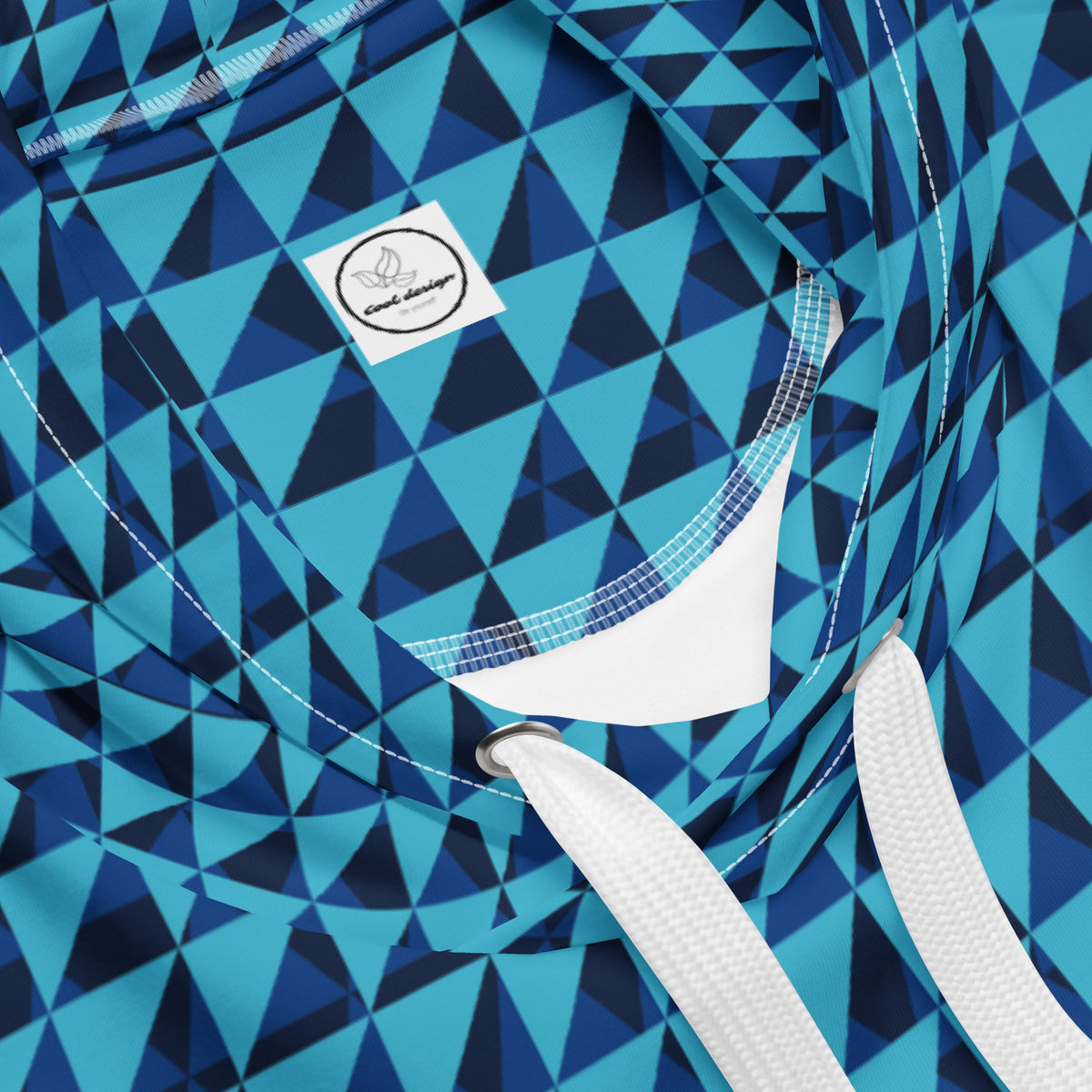 Men's All-Over Print Recycled Unisex Hoodie Geometric Triangles Bright Summer Sky Blue