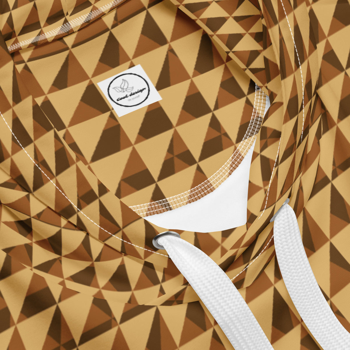 Men's All-Over Print Recycled Unisex Hoodie Geometric Triangles Fawn Yellow/Brown