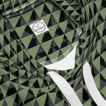 Men's All-Over Print Recycled Unisex Hoodie Geometric Triangles Camouflage Green