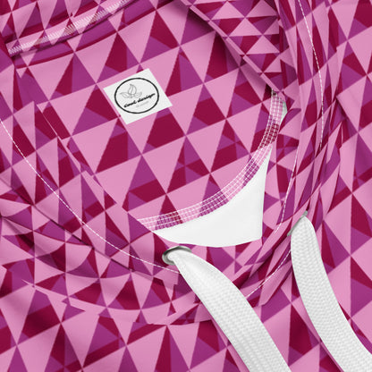 Men's All-Over Print Recycled Unisex Hoodie Geometric Triangles Burgundy 2 Purple