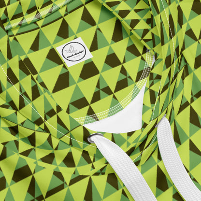 Men's All-Over Print Recycled Unisex Hoodie Geometric Triangles Green