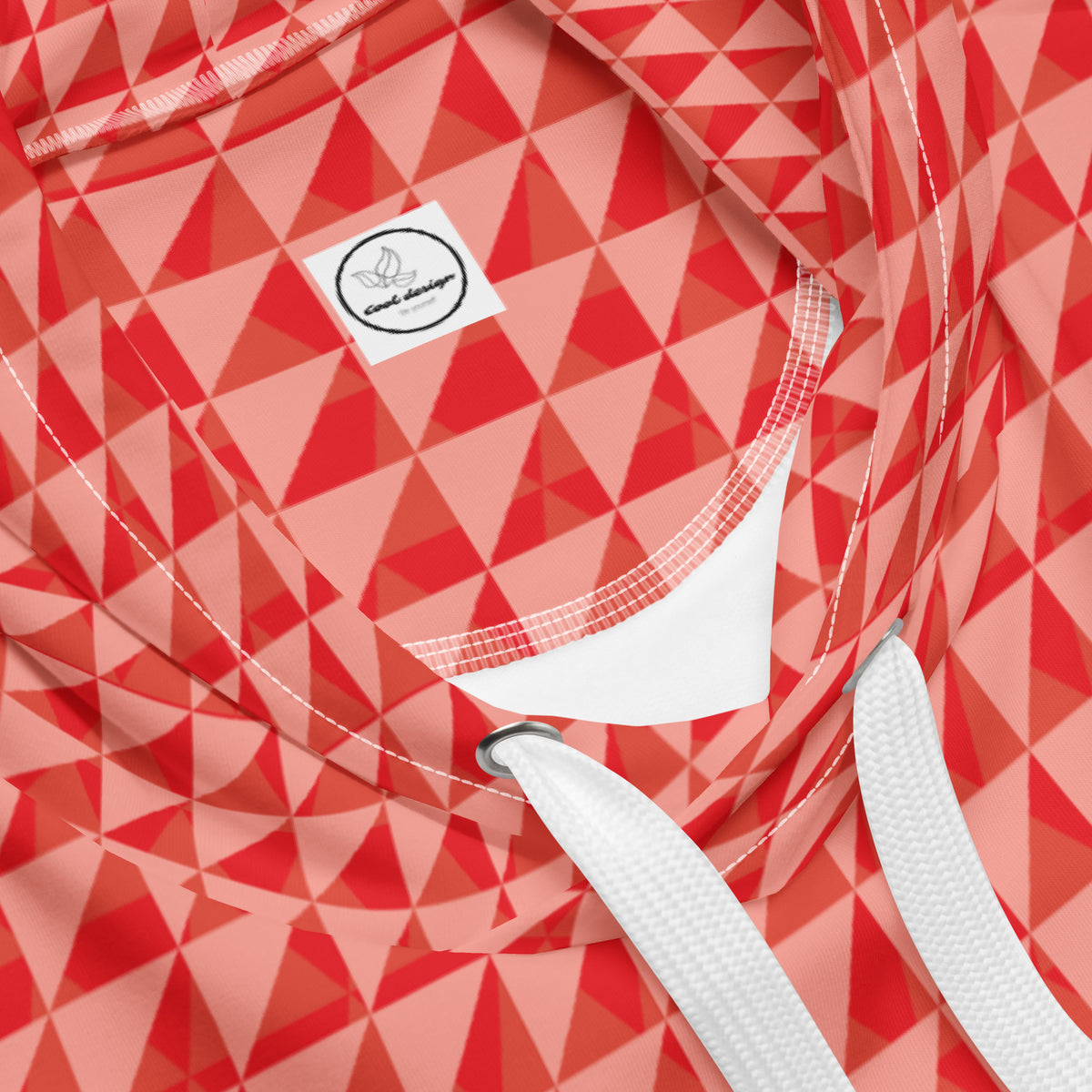 Men's All-Over Print Recycled Unisex Hoodie Geometric Triangles Alizarin Red/Rose Bud