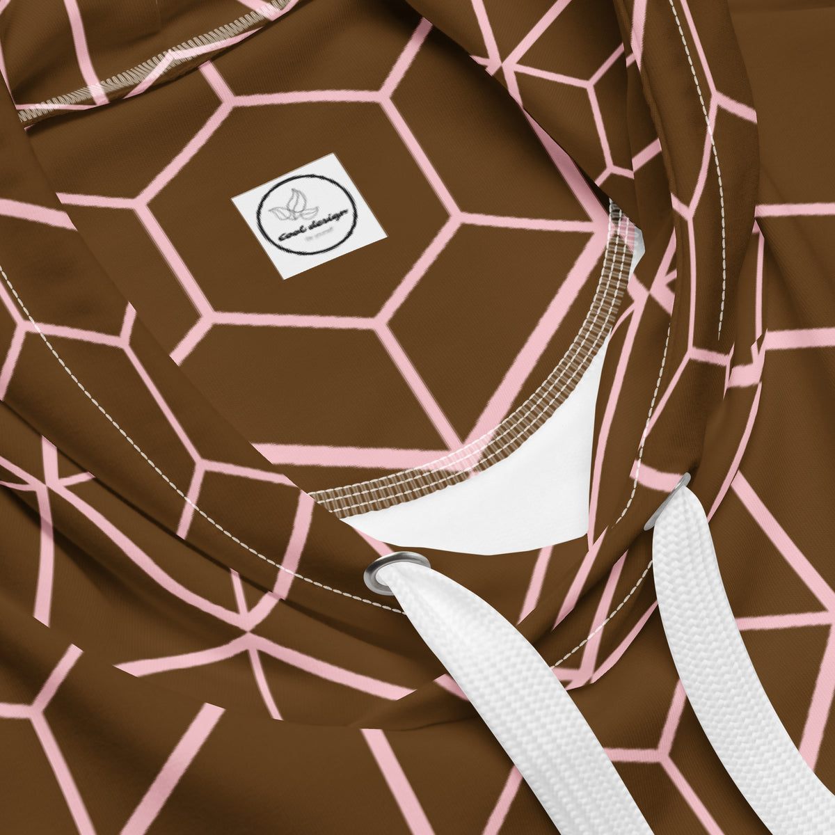 Men's All-Over Print Recycled Unisex Hoodie Geometric Hexagon Brown