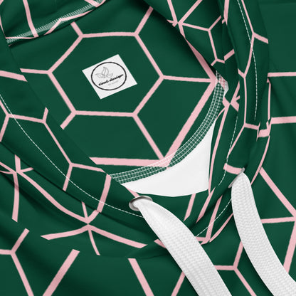 Men's All-Over Print Recycled Unisex Hoodie Geometric Hexagon British Racing Green