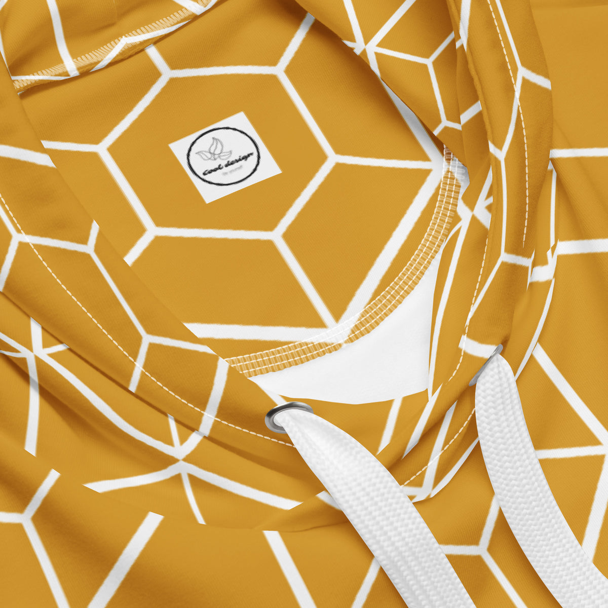 Men's All-Over Print Recycled Unisex Hoodie Geometric Hexagon Buttercup Yellow