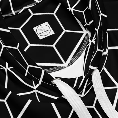 Men's All-Over Print Recycled Unisex Hoodie Geometric Hexagon Black