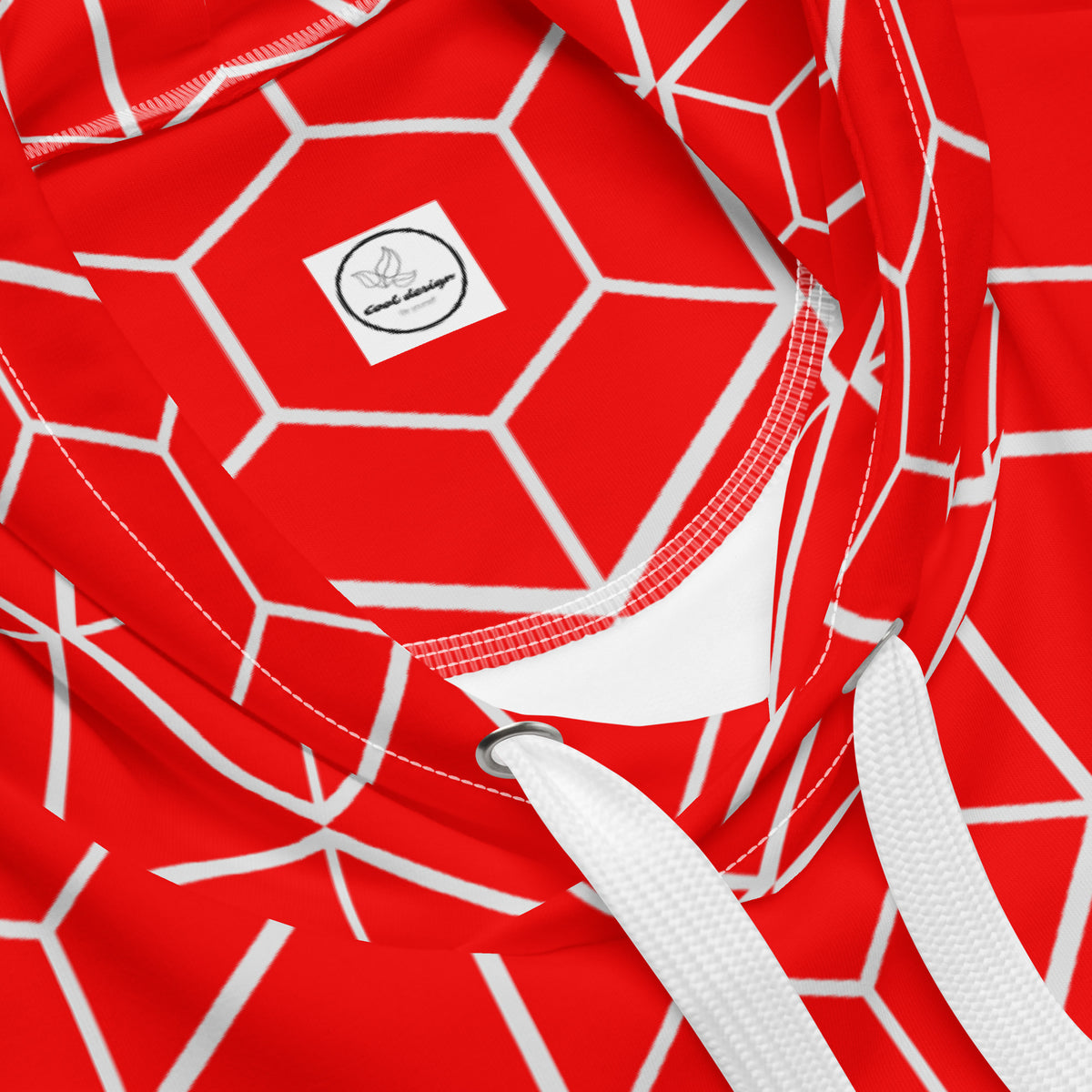 Men's All-Over Print Recycled Unisex Hoodie Geometric Hexagon Bright Red