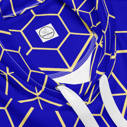 Men's All-Over Print Recycled Unisex Hoodie Geometric Hexagon Bright Blue