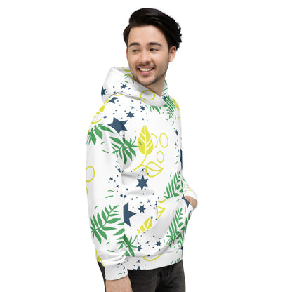 Men's All-Over Print Recycled Unisex Hoodie Leaves White
