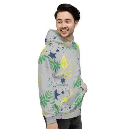 Men's All-Over Print Recycled Unisex Hoodie Leaves Silver