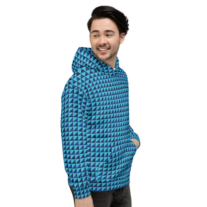 Men's All-Over Print Recycled Unisex Hoodie Geometric Triangles Bright Summer Sky Blue