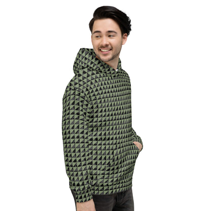 Men's All-Over Print Recycled Unisex Hoodie Geometric Triangles Camouflage Green