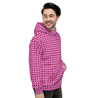 Men's All-Over Print Recycled Unisex Hoodie Geometric Triangles Burgundy 2 Purple