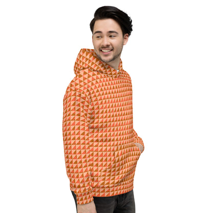 Men's All-Over Print Recycled Unisex Hoodie Geometric Triangles Mandys Pink
