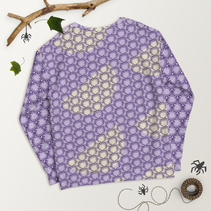All-Over Print Recycled Unisex Sweatshirt Laurel Leaves Crown and Purple V Neck Design for Women