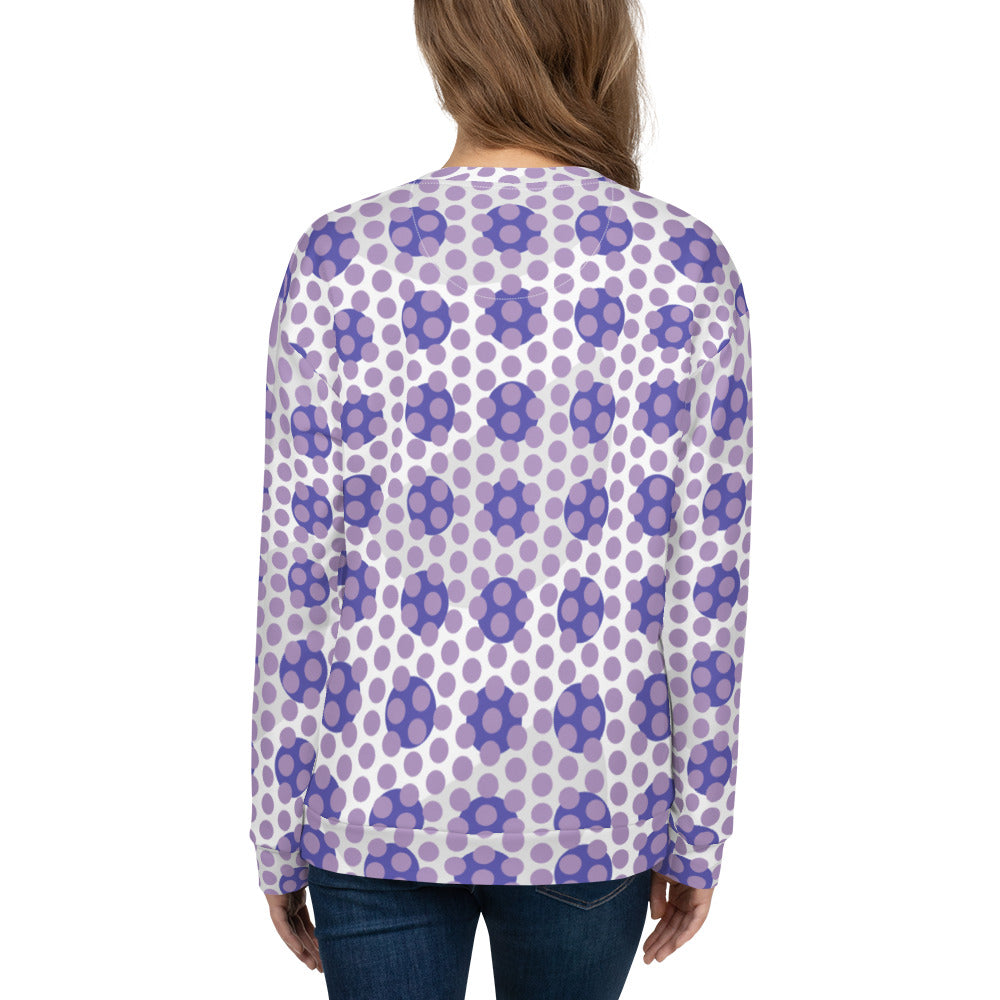 All-Over Print Recycled Unisex Sweatshirt Circles Polka-dot East Side Violet for Woman