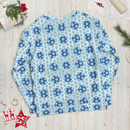 All-Over Print Recycled Unisex Sweatshirt Polka-dot Columbia Blue for Woman