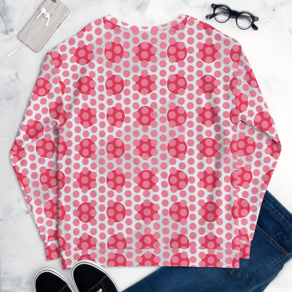 All-Over Print Recycled Unisex Sweatshirt Polka-dot Tickle Me Pink for Women