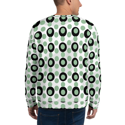 All-Over Print Recycled Unisex Sweatshirt Circles Dark Sea Green for Men
