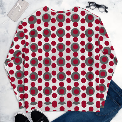 All-Over Print Recycled Unisex Sweatshirt Circles Carmine for Man