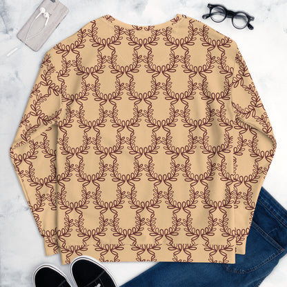 Men's All-Over Print Recycled Unisex Sweatshirt Laurel Leaf Crown Frangipani Orange