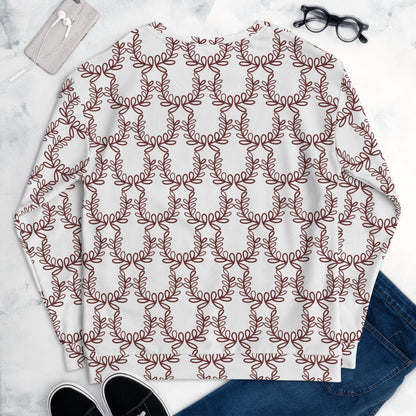 Men's All-Over Print Recycled Unisex Sweatshirt Laurel Leaves Crown White
