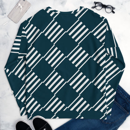 Men's All-Over Print Recycled Unisex Sweatshirt Love Pattern Stripes Blue Whale