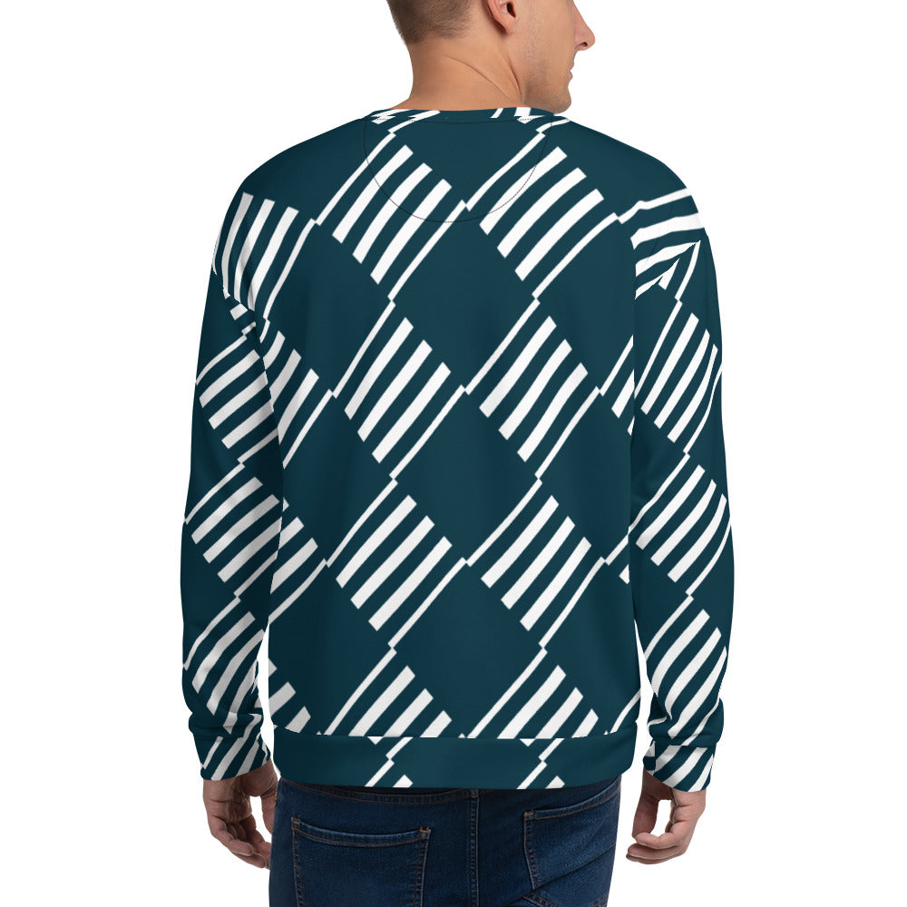 Men's All-Over Print Recycled Unisex Sweatshirt Love Pattern Stripes Blue Whale