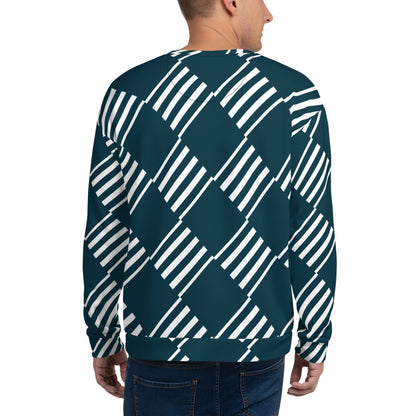 Men's All-Over Print Recycled Unisex Sweatshirt Love Pattern Stripes Blue Whale