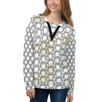 Women's All-Over Print Recycled Unisex Sweatshirt Laurel Leaves Crown Eclipse V Neck Design