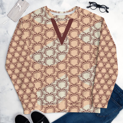 All-Over Print Recycled Unisex Sweatshirt Laurel Leaves Crown and Auburn V Neck Design for Women