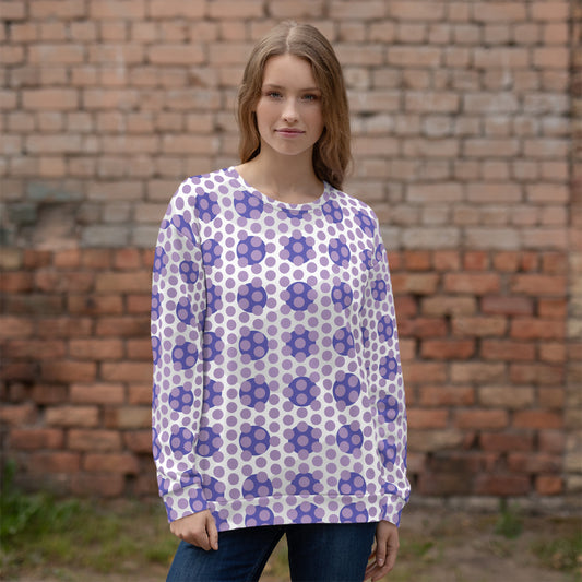 All-Over Print Recycled Unisex Sweatshirt Circles Polka-dot East Side Violet for Woman
