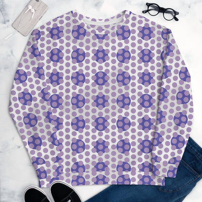 All-Over Print Recycled Unisex Sweatshirt Circles Polka-dot East Side Violet for Woman