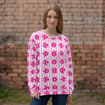 All-Over Print Recycled Unisex Sweatshirt Circles Polka-dot Lavender Rose for Woman