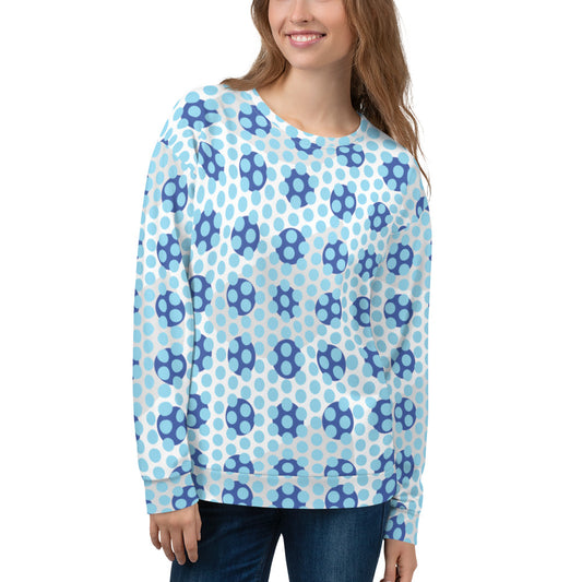 All-Over Print Recycled Unisex Sweatshirt Polka-dot Columbia Blue for Woman