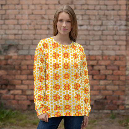 All-Over Print Recycled Unisex Sweatshirt Polka-dot Yellow for Woman