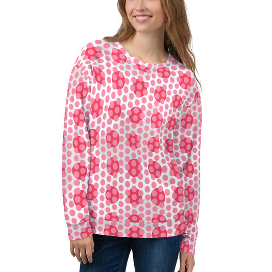 All-Over Print Recycled Unisex Sweatshirt Polka-dot Tickle Me Pink for Women