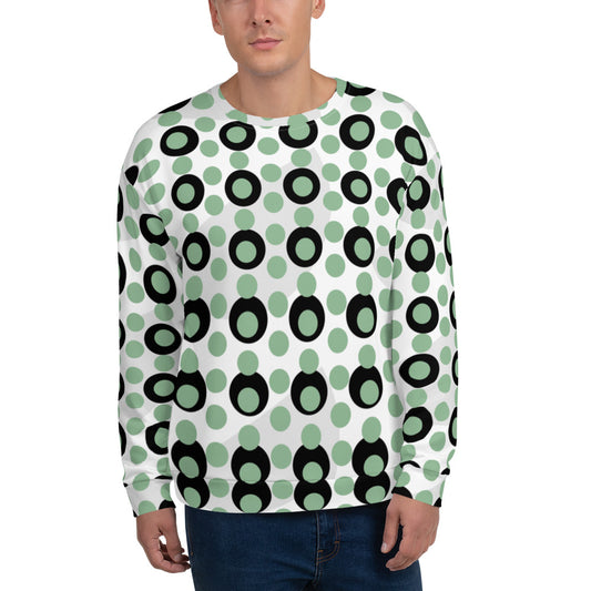 All-Over Print Recycled Unisex Sweatshirt Circles Dark Sea Green for Men