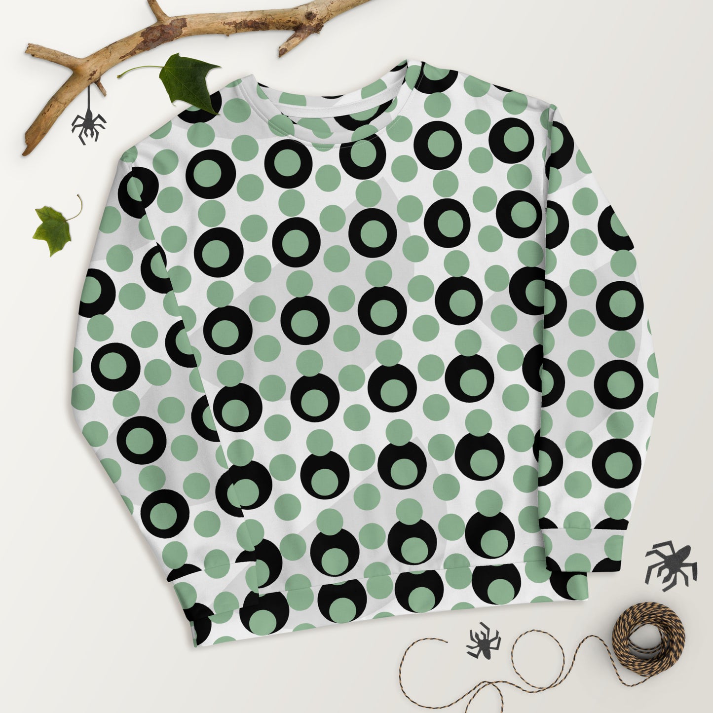 All-Over Print Recycled Unisex Sweatshirt Circles Dark Sea Green for Men