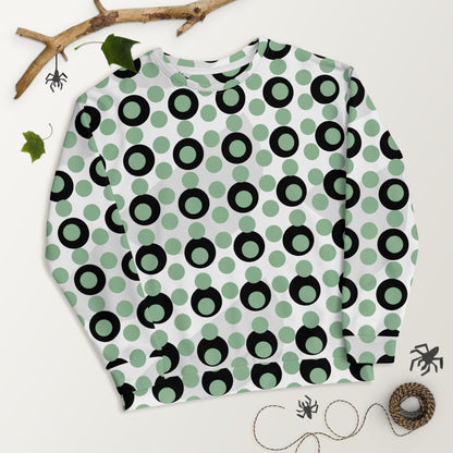 All-Over Print Recycled Unisex Sweatshirt Circles Dark Sea Green for Men