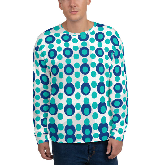 All-Over Print Recycled Unisex Sweatshirt Circles Iris Blue for Man
