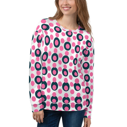 All-Over Print Recycled Unisex Sweatshirt Circle Brilliant Rose for Woman