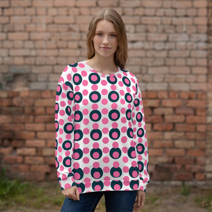 All-Over Print Recycled Unisex Sweatshirt Circle Brilliant Rose for Woman