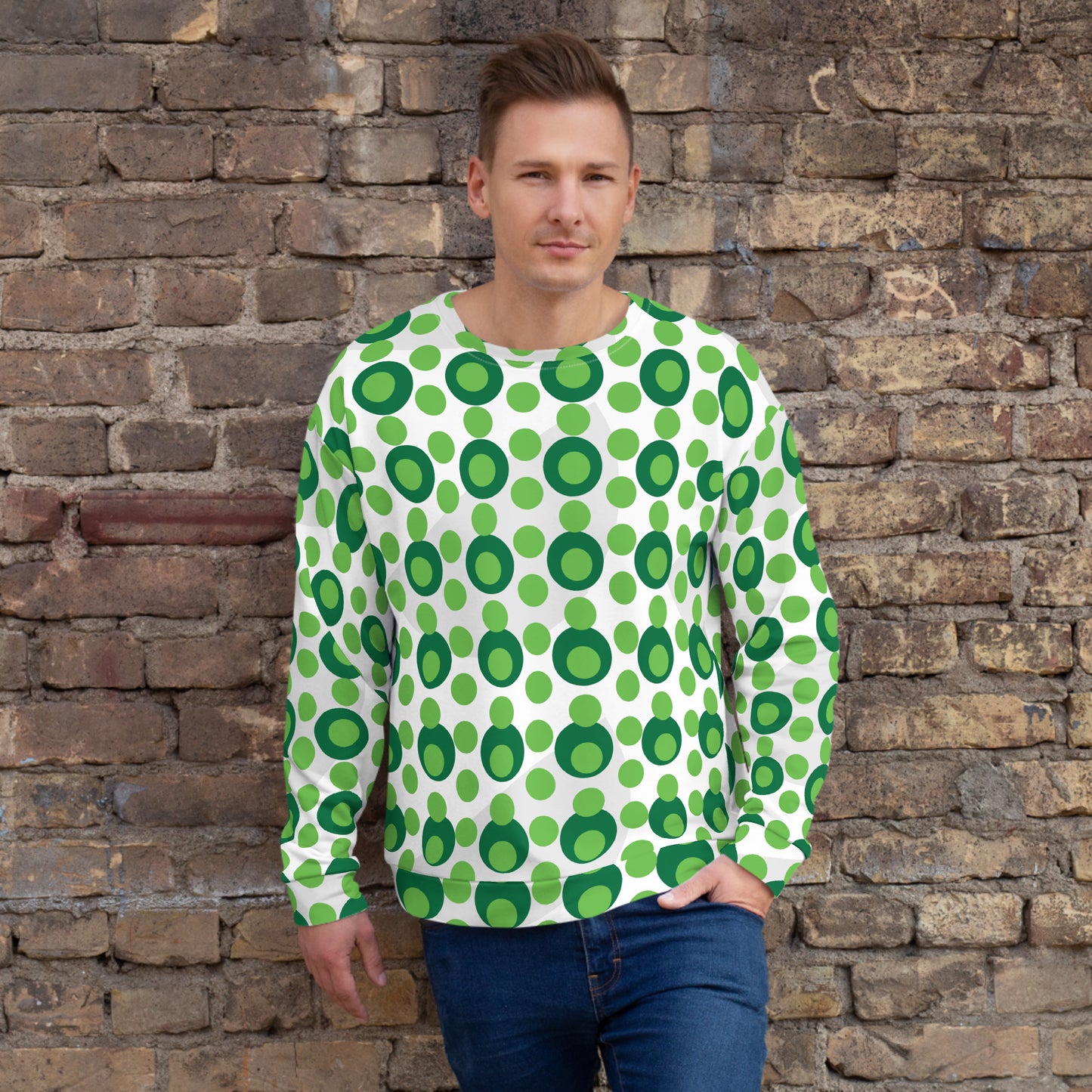 All-Over Print Recycled Unisex Sweatshirt Circles Kelly Green for Man