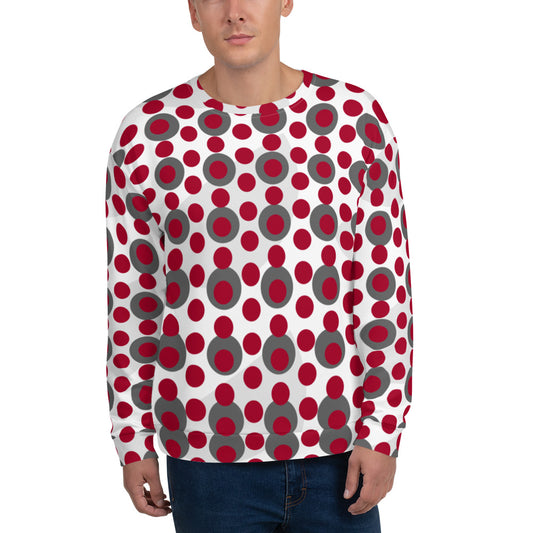 All-Over Print Recycled Unisex Sweatshirt Circles Carmine for Man
