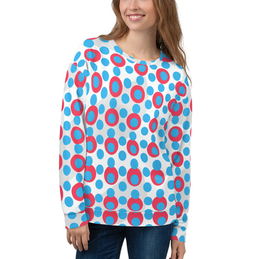 All-Over Print Recycled Unisex Sweatshirt Circles Deep Sky Blue for Woman