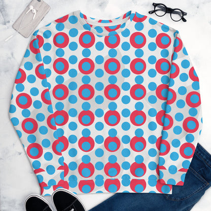 All-Over Print Recycled Unisex Sweatshirt Circles Deep Sky Blue for Woman