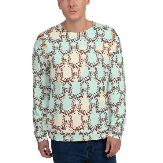 All-Over Print Recycled Unisex Sweatshirt Laurel Leaf Crown Melrose Humming Bird for Man