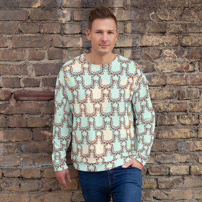 All-Over Print Recycled Unisex Sweatshirt Laurel Leaf Crown Melrose Humming Bird for Man