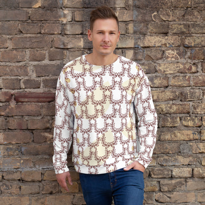 Men's All-Over Print Recycled Unisex Sweatshirt Laurel Leaves Crown White